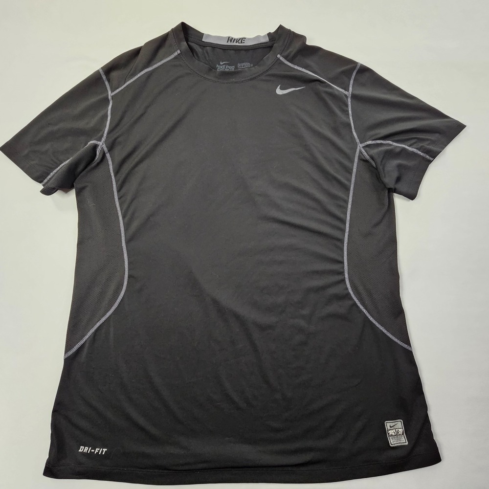Nike Dri-Fit Pro Combat Fitted Black Short Sleeve Performance T-Shirt Men's XL